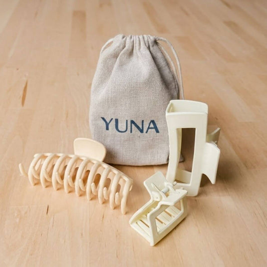 Hair Clip Beige in front of profile.